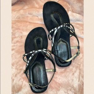 Issac Mizrahi Live Black and White Zebra Check Leather Thong Sandals Size 7M
